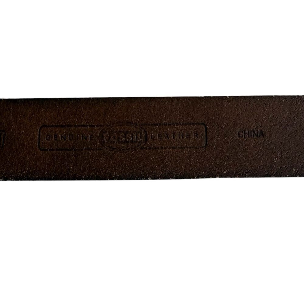 Fossil Brown Leather Belt Rhinestone Buckle Sz M - Picture 15 of 16